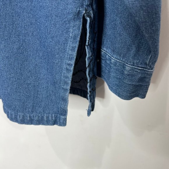 Club Z Denim Woman’s Shirt sz 22/24 Embroidered & Bead Decorated Velvet Collar - Picture 9 of 11
